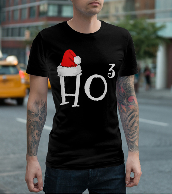 Ho3 Cubed Santa Hat Christmas Hohoho Math Teacher T-Shirt