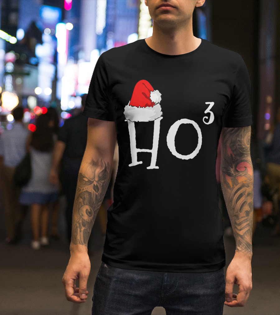 Ho3 Cubed Santa Hat Christmas Hohoho Math Teacher T-Shirt