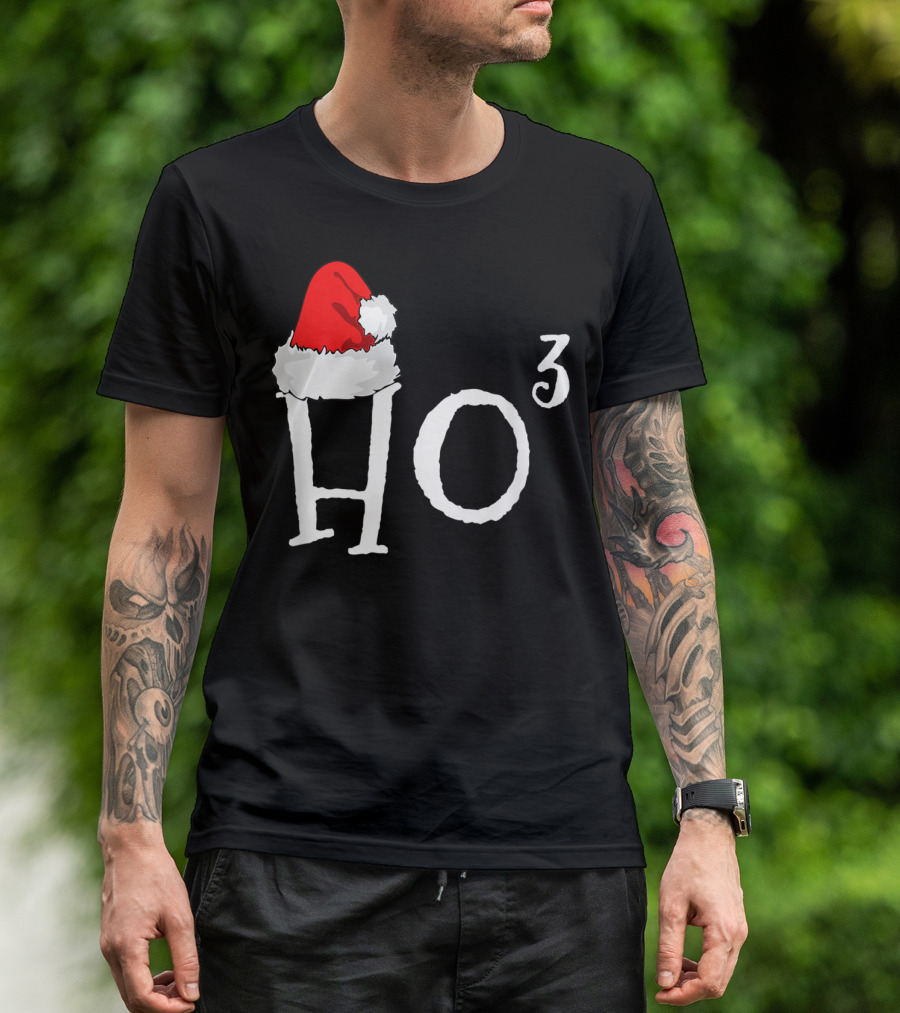 Ho3 Cubed Santa Hat Christmas Hohoho Math Teacher T-Shirt