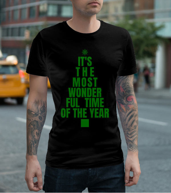 It's The Most Wonderful Time Of The Year Christmas Tree Design Green T-Shirt