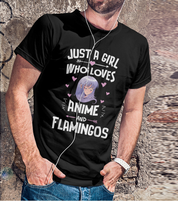 Just A Girl Who Loves Anime And Flamingos Anime Flamingo Heart T-Shirt