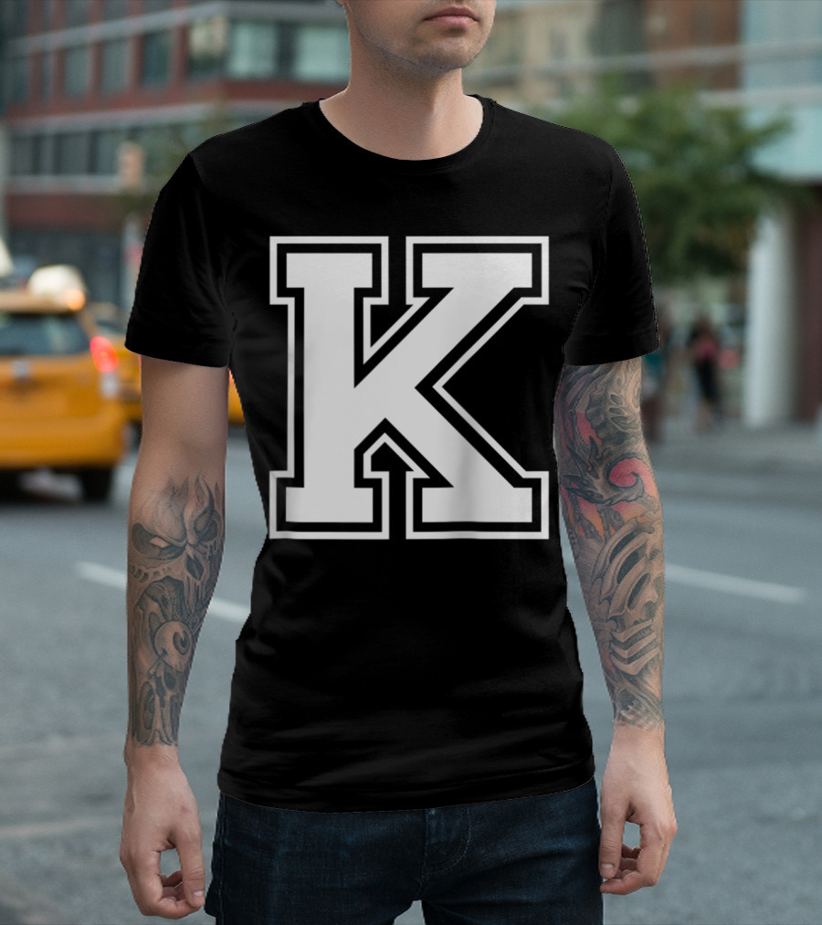 K Initial Old School Style Letter T-Shirt