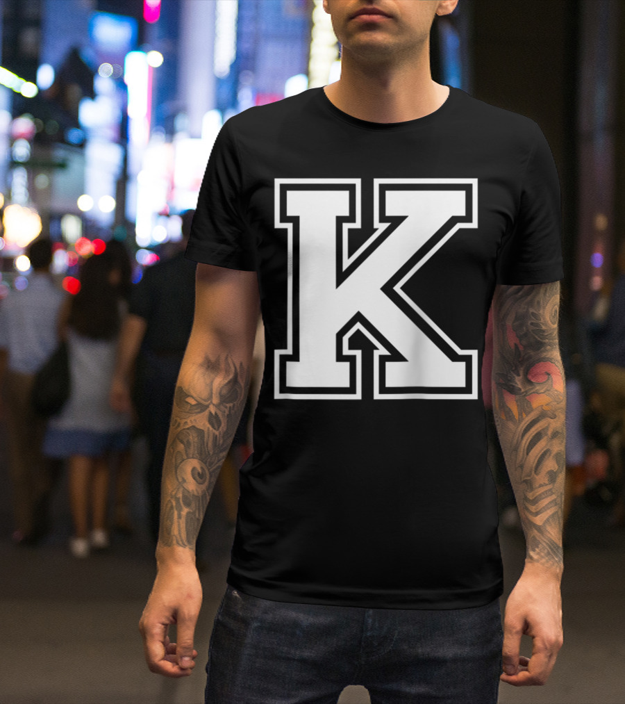 K Initial Old School Style Letter T-Shirt