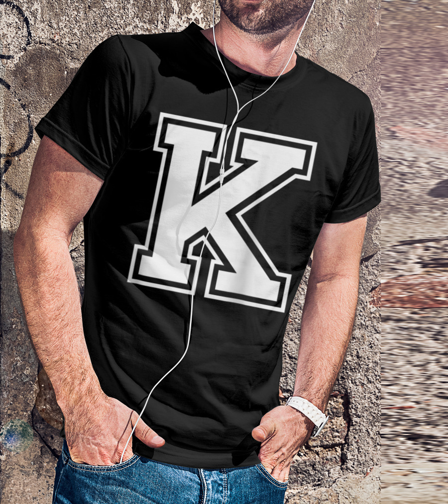 K Initial Old School Style Letter T-Shirt