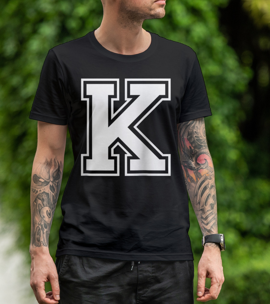 K Initial Old School Style Letter T-Shirt
