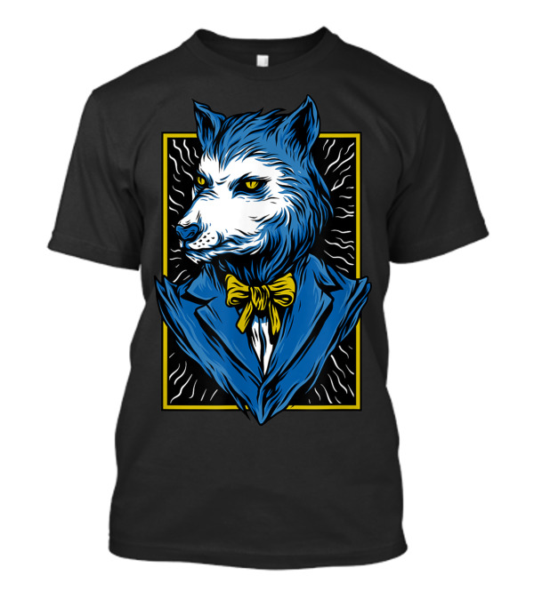 Mafia Don Dire Wolf Anthro In Suit With Yellow Bow Tie T-Shirt