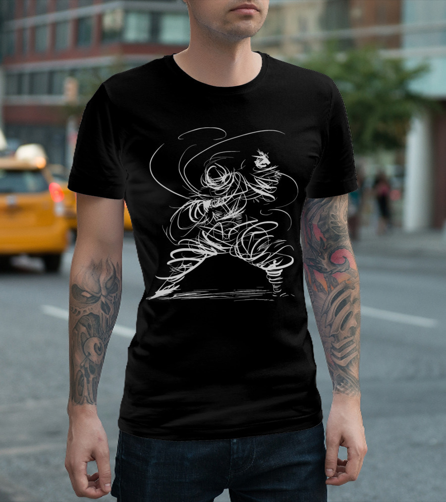 Martialarts Fighter Sorcerer Figure Line Drawing T-Shirt