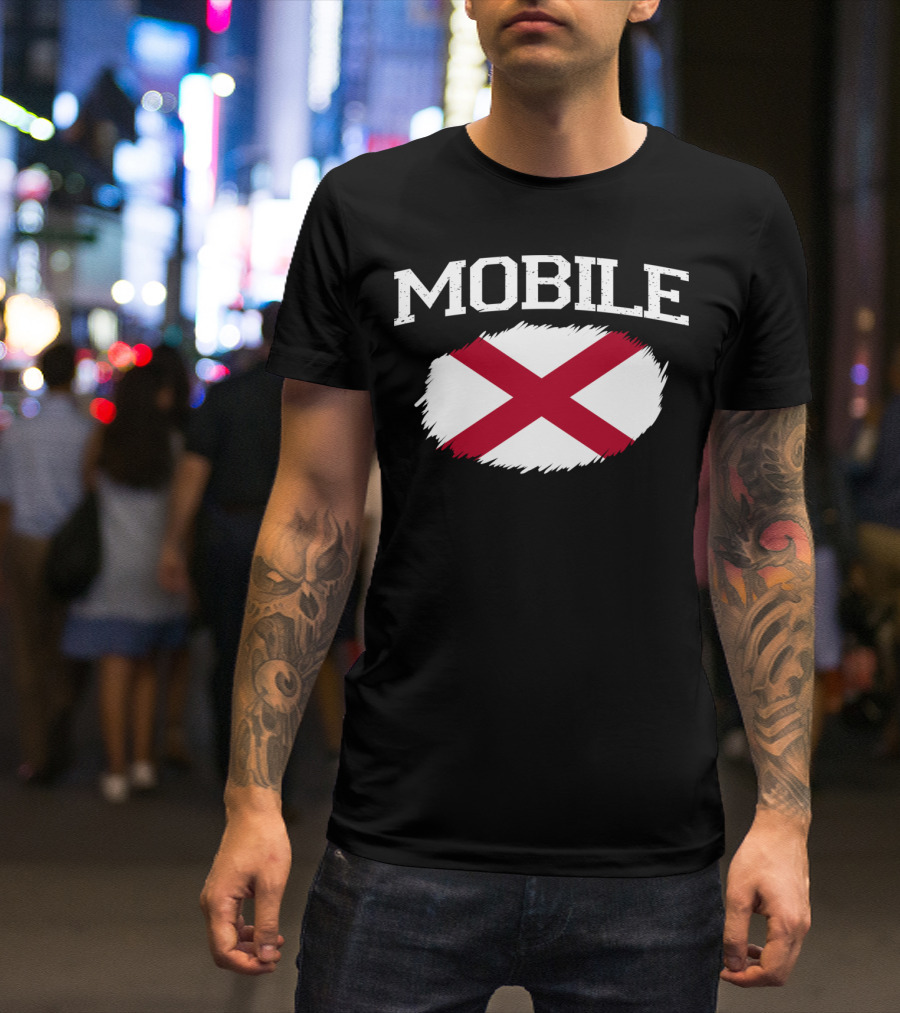 Mobile Alabama Flag Vintage USA Sports T-Shirt