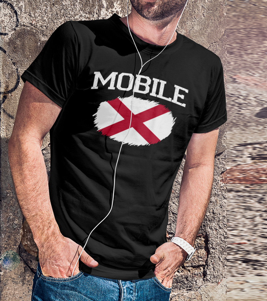 Mobile Alabama Flag Vintage USA Sports T-Shirt