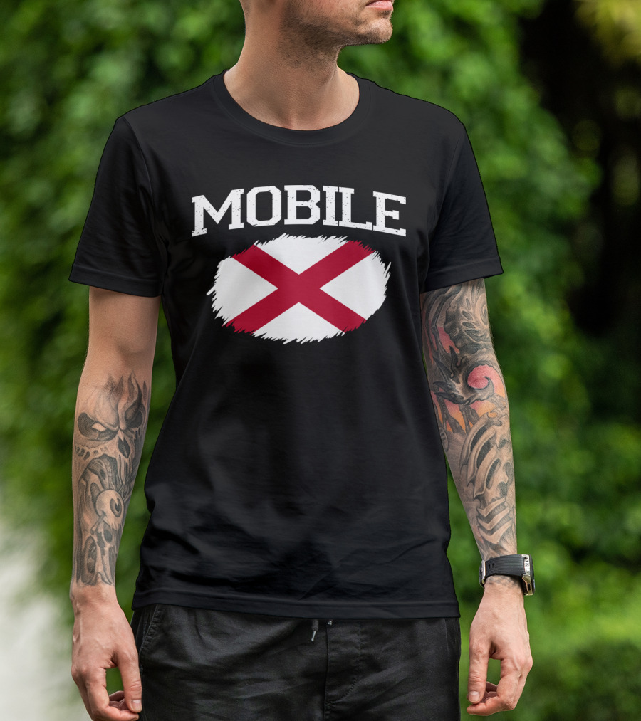 Mobile Alabama Flag Vintage USA Sports T-Shirt
