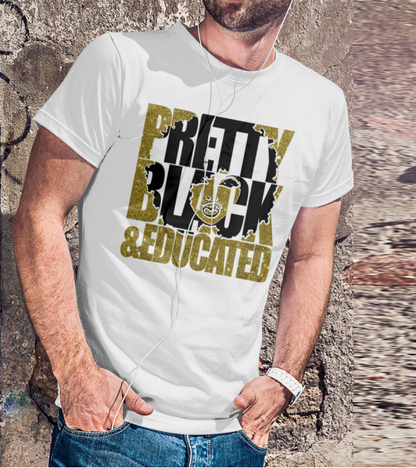 Pretty Black And Educated Queen African Gold Glitters T-Shirt