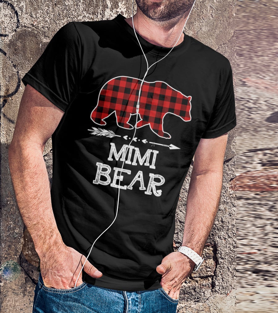 Red Plaid Bear Mimi Arrow T-Shirt