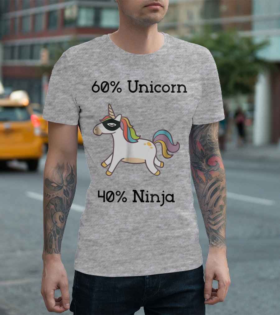 60% Unicorn 40% Ninja Cute Ninja Unicorn T-Shirt