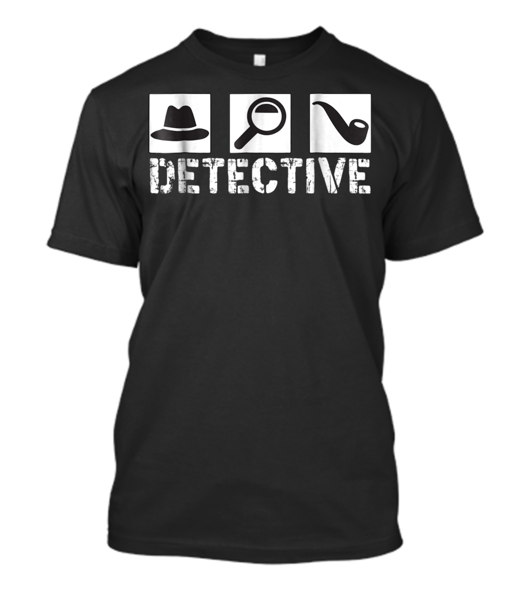 Detective Hat Magnifying Glass Pipe Icon Set T-Shirt