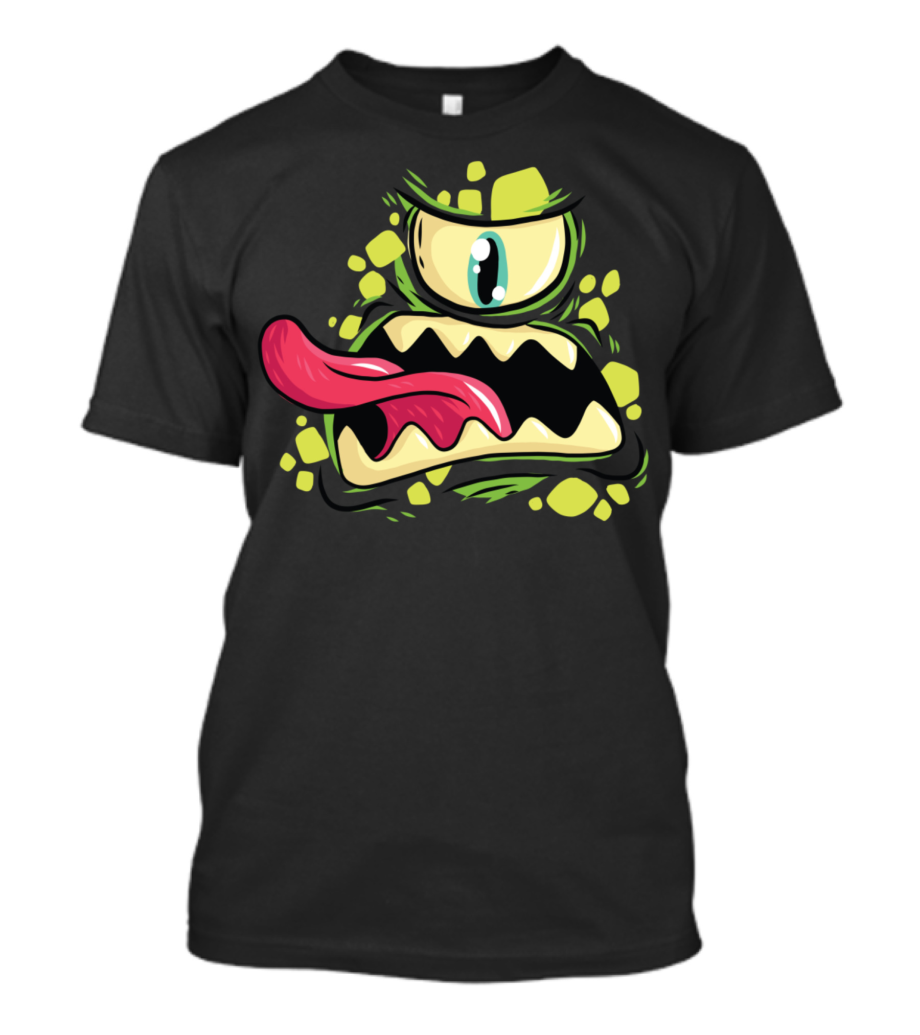 Divine Print Designs Cyclops Monster With Green And Yellow Accents For Halloween T-Shirt