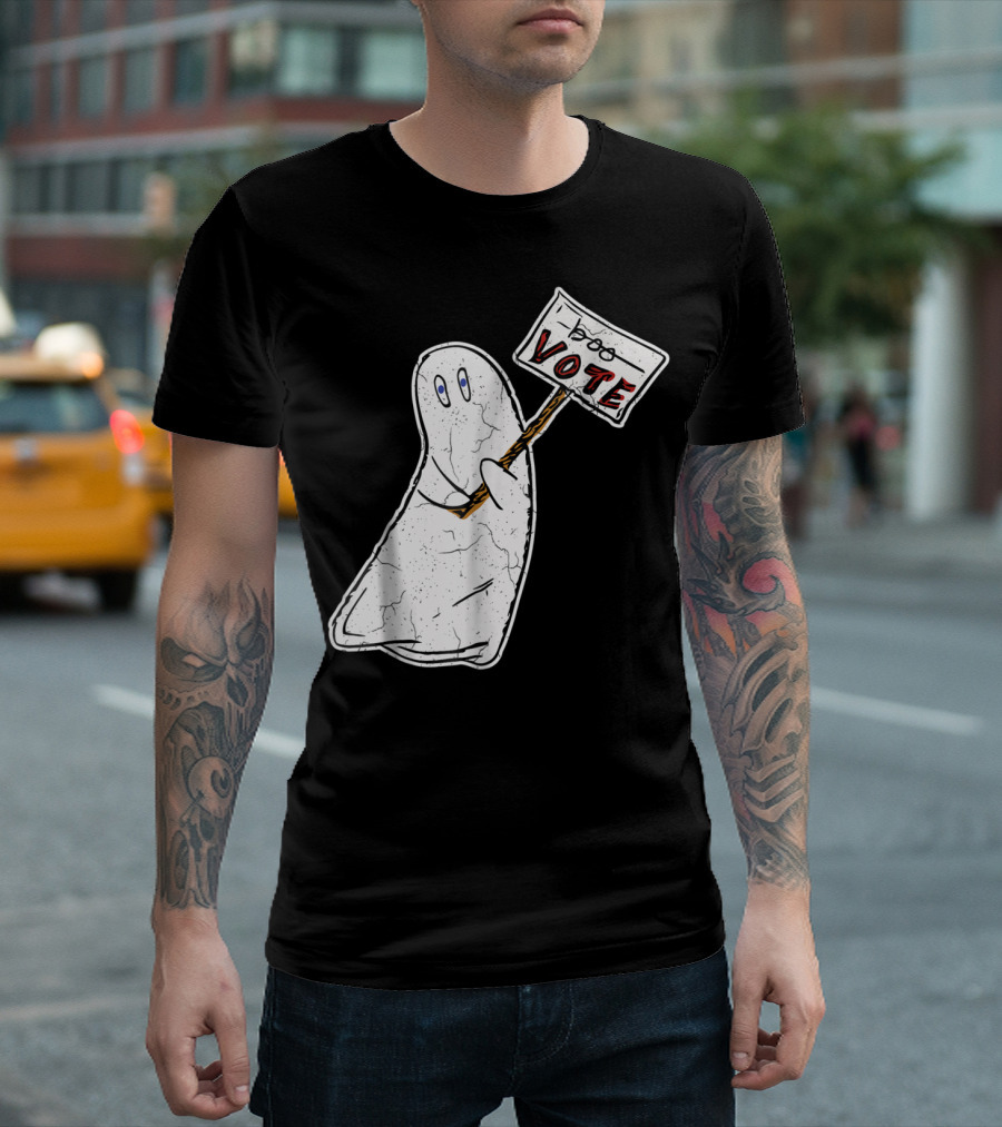Dont Boo Vote Ghost Holding Sign Halloween Voting T-Shirt
