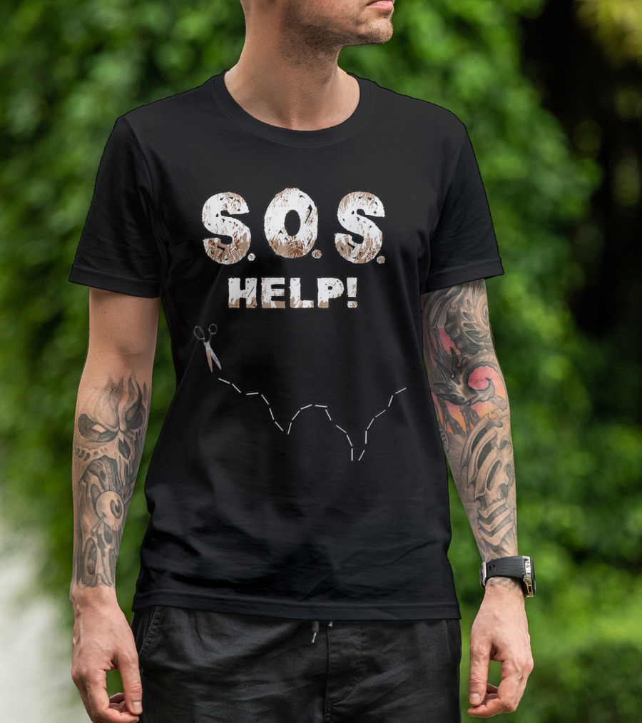 S.O.S. Help Easy Costume Castaway Scissors T-Shirt