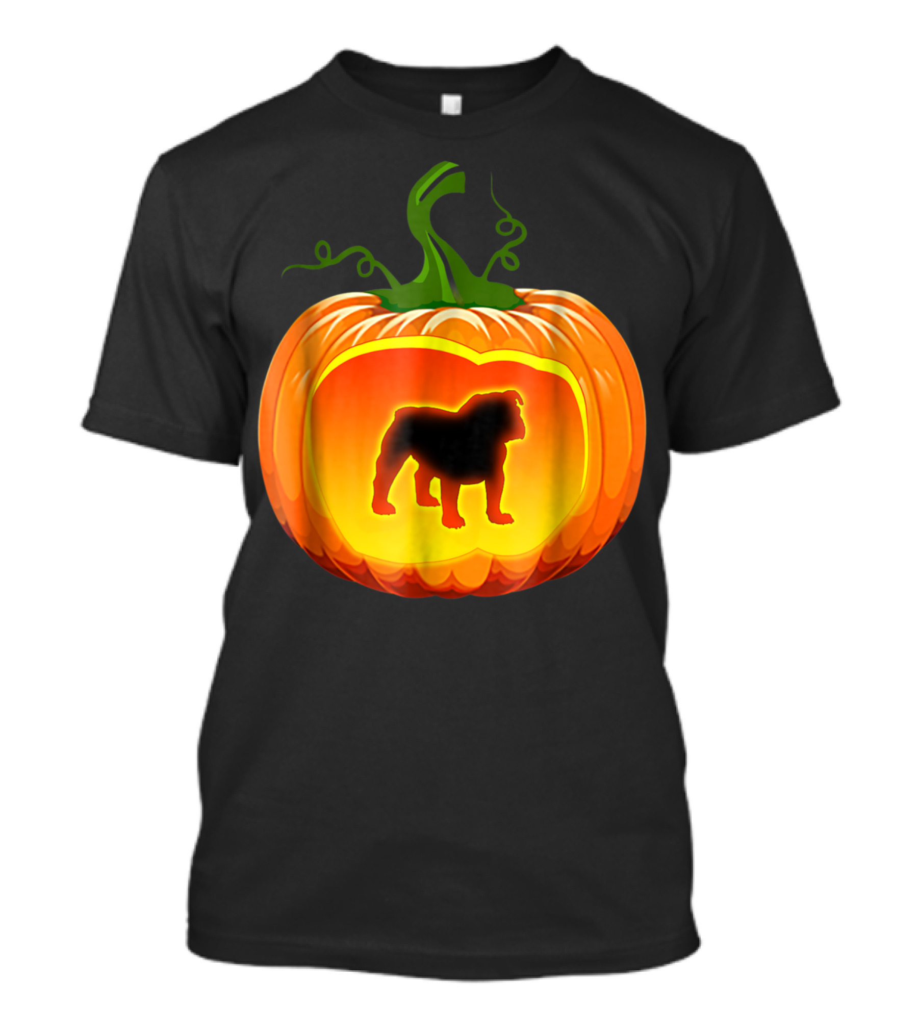 English Bulldog Pumpkin Silhouette Halloween T-Shirt