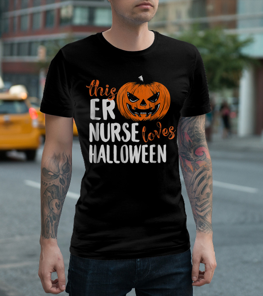 This ER Nurse Loves Halloween Pumpkin T-Shirt