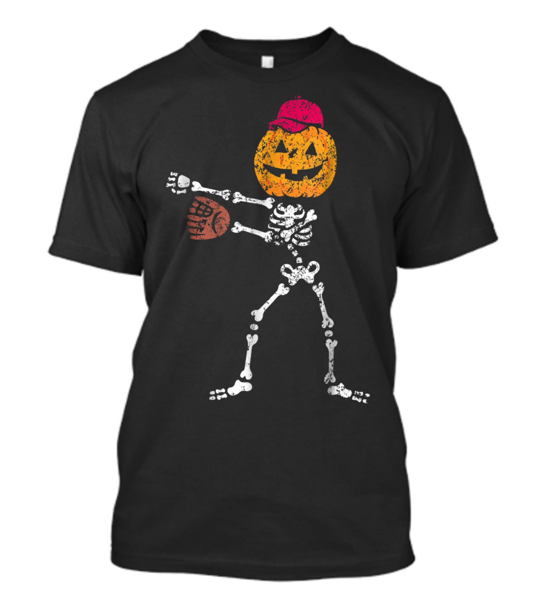 Floss Dance Dabbing Skeleton Pumpkin Head Baseball Halloween Trend T-Shirt