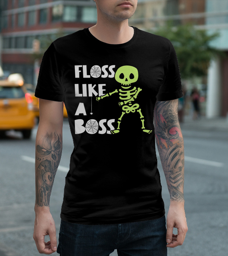 Floss Like A Boss Floss Dance Skeleton Halloween T-Shirt
