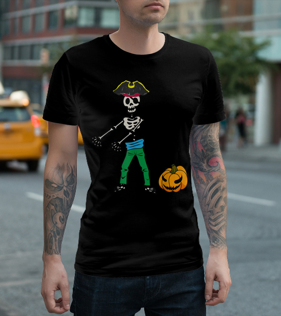 Floss Dance Skeleton Pirate Halloween Flossing Jack-O'-Lantern T-Shirt