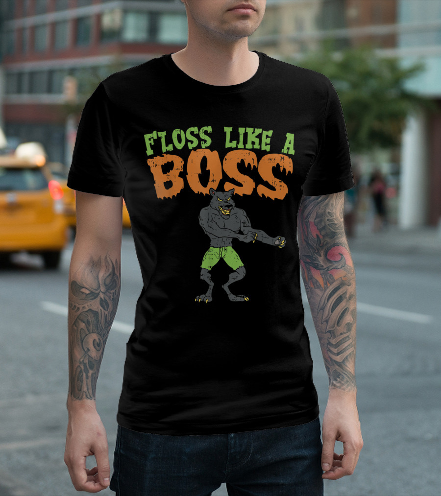 Floss Like A Boss Dancing Werewolf Halloween T-Shirt
