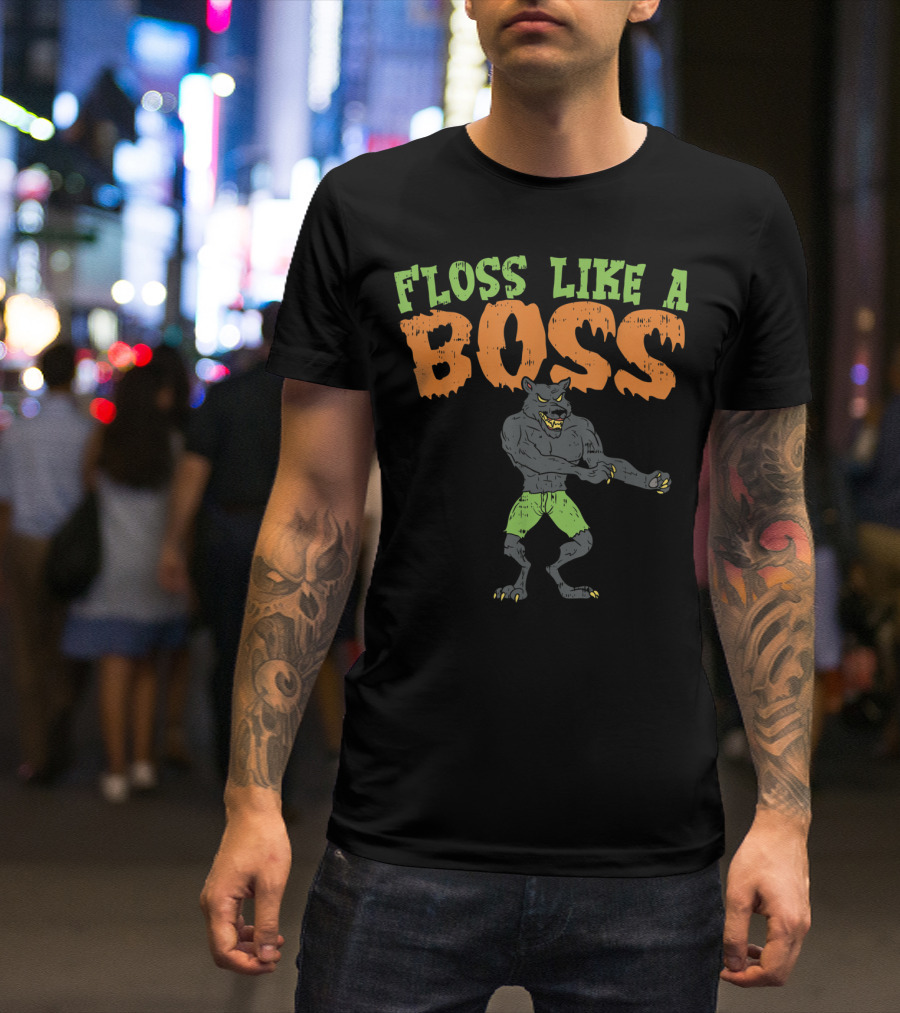 Floss Like A Boss Dancing Werewolf Halloween T-Shirt