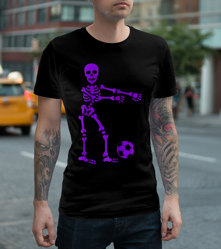 Floss Soccer Purple Skeleton Dance with Ball T-Shirt