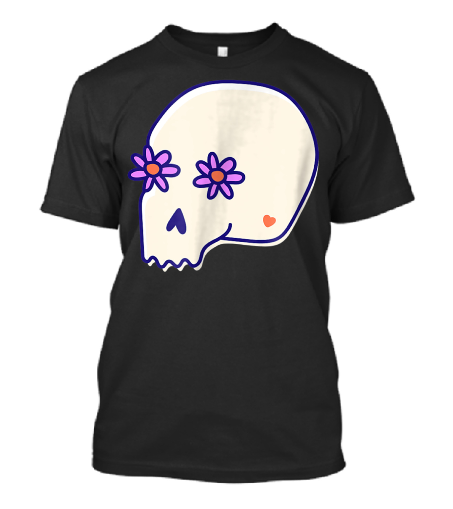 Halloween Flower Skull With Sugar Heart And Spooky T-Shirt