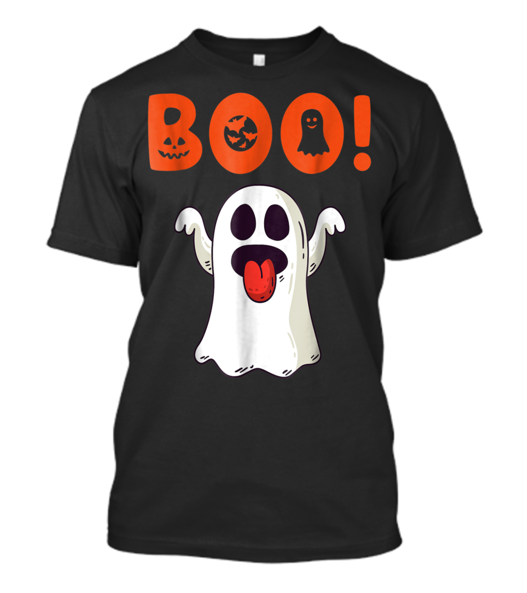 Boo Ghost With Pumpkin And Bat Faces For Halloween Day T-Shirt