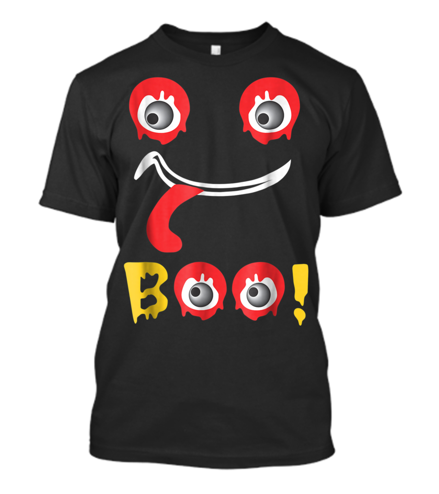 Boo Halloween Funny Dripping Eyes And Tongue Face T-Shirt