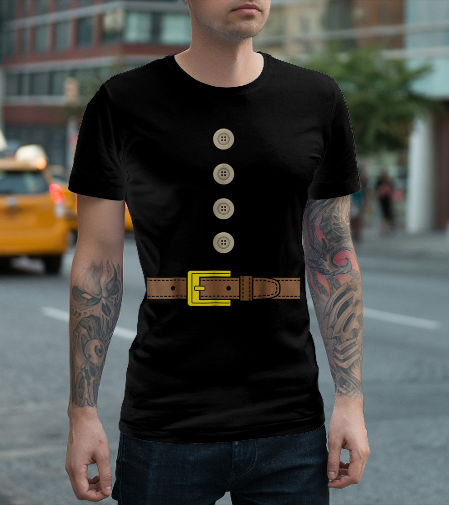 Funny Dwarf Gnome Costume Shirt Buttons and Belt T-Shirt