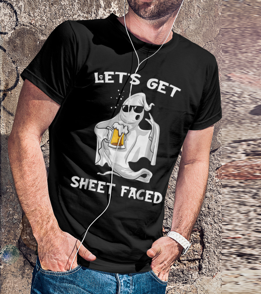 Let's Get Sheet Faced Funny Halloween Ghost Party T-Shirt