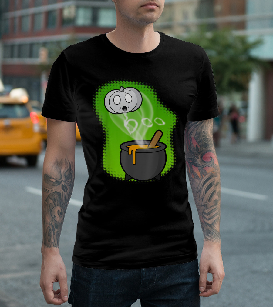 Funny Halloween Ghost Pumpkin Boo Spooky Cauldron T-Shirt