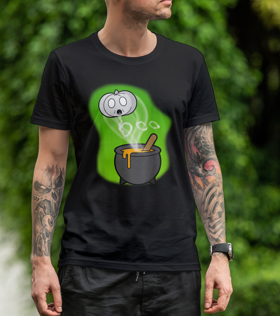 Funny Halloween Ghost Pumpkin Boo Spooky Cauldron T-Shirt