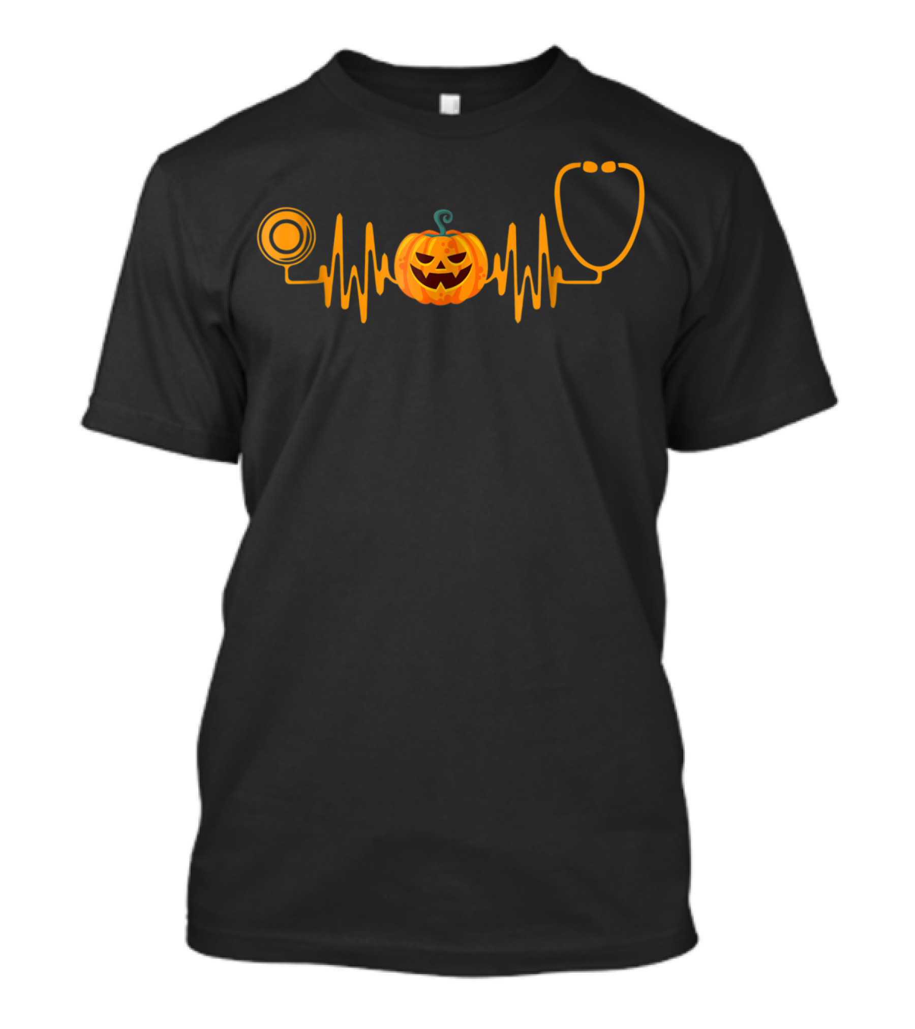 Halloween Nurse Doctor Stethoscope Pumpkin Heartbeat T-Shirt