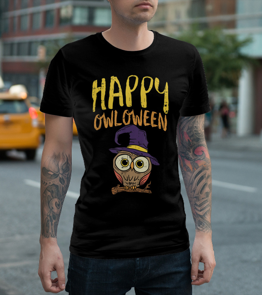 Happy Owloween Funny Halloween Owl Lover Bird T-Shirt