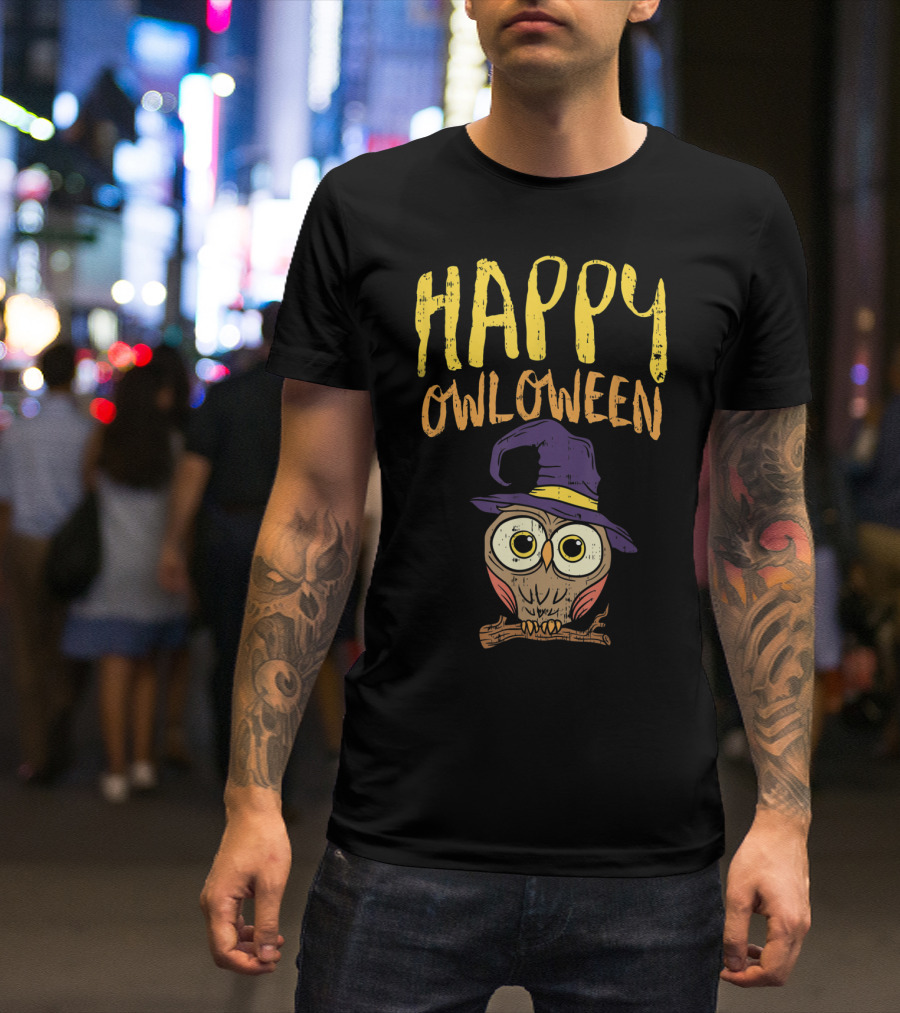 Happy Owloween Funny Halloween Owl Lover Bird T-Shirt