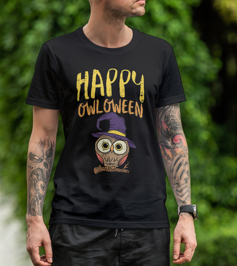 Happy Owloween Funny Halloween Owl Lover Bird T-Shirt