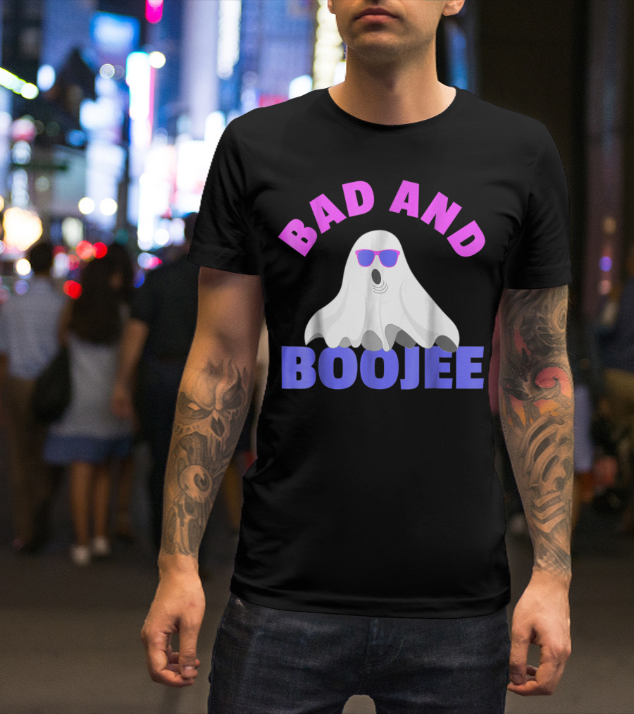 Bad And Boojee Funny Halloween For Adults Ghost With Sunglasses T-Shirt