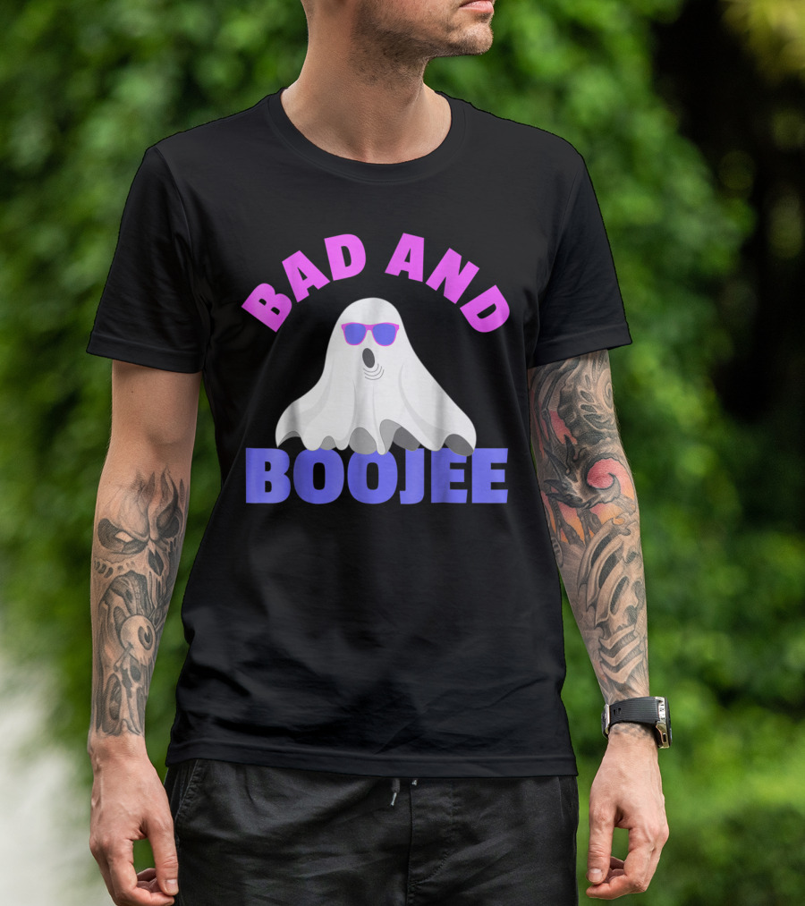 Bad And Boojee Funny Halloween For Adults Ghost With Sunglasses T-Shirt