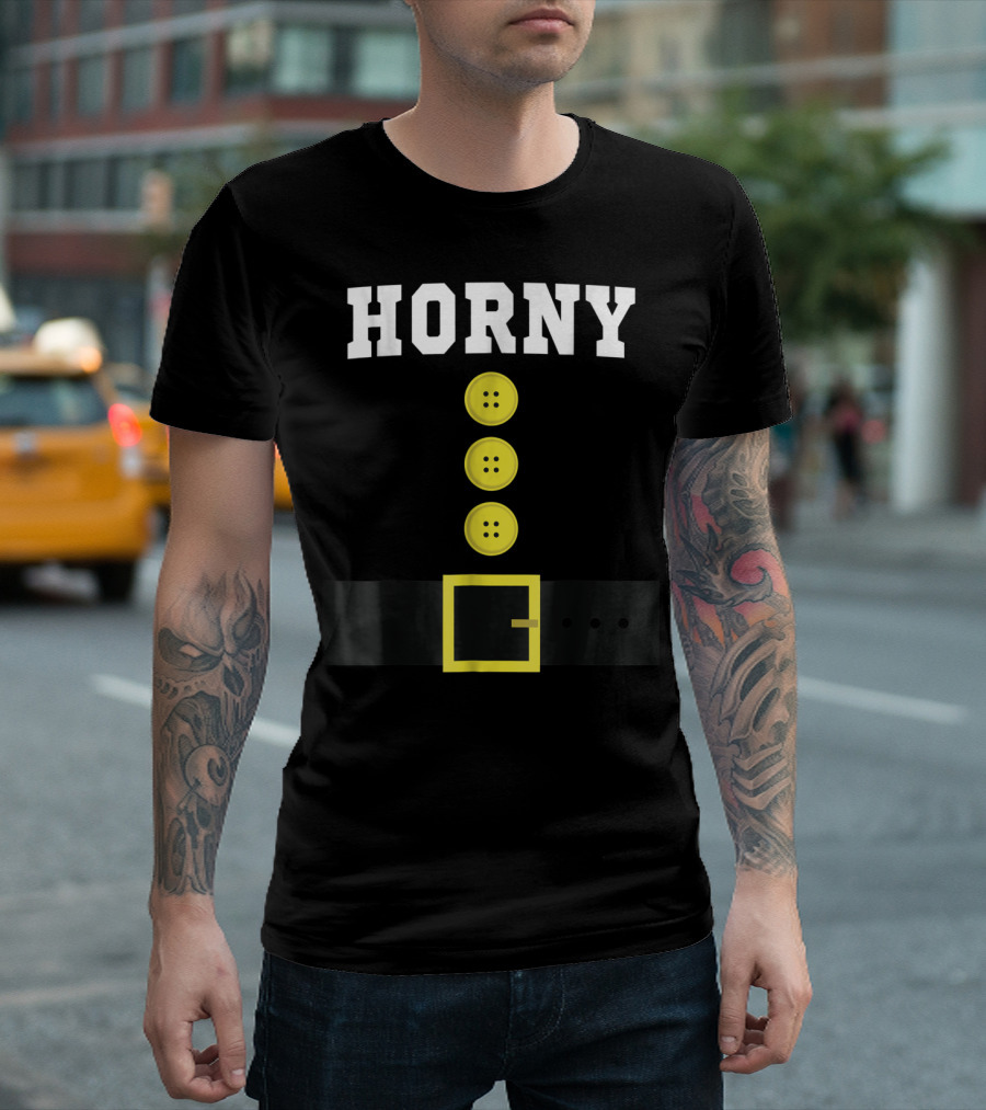 HORNY Dwarf Belt and Buttons T-Shirt