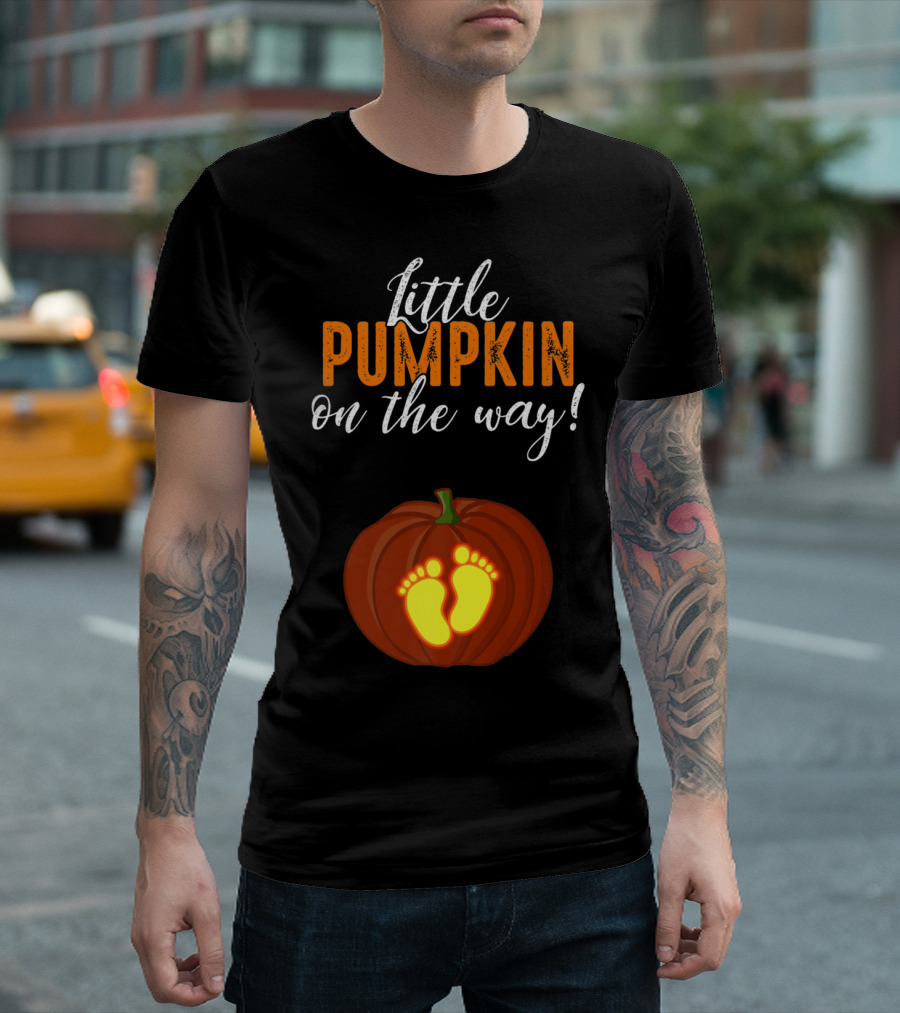Little Pumpkin On The Way Funny Pregnant Halloween Pregnancy T-Shirt