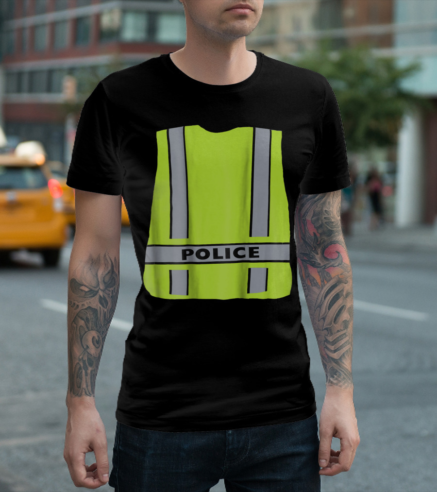 Police Uniform High Visibility Vest with Reflective Stripes T-Shirt