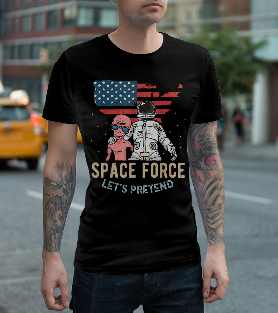 Vintage Alien Astronaut Space Force Let's Pretend Halloween T-Shirt
