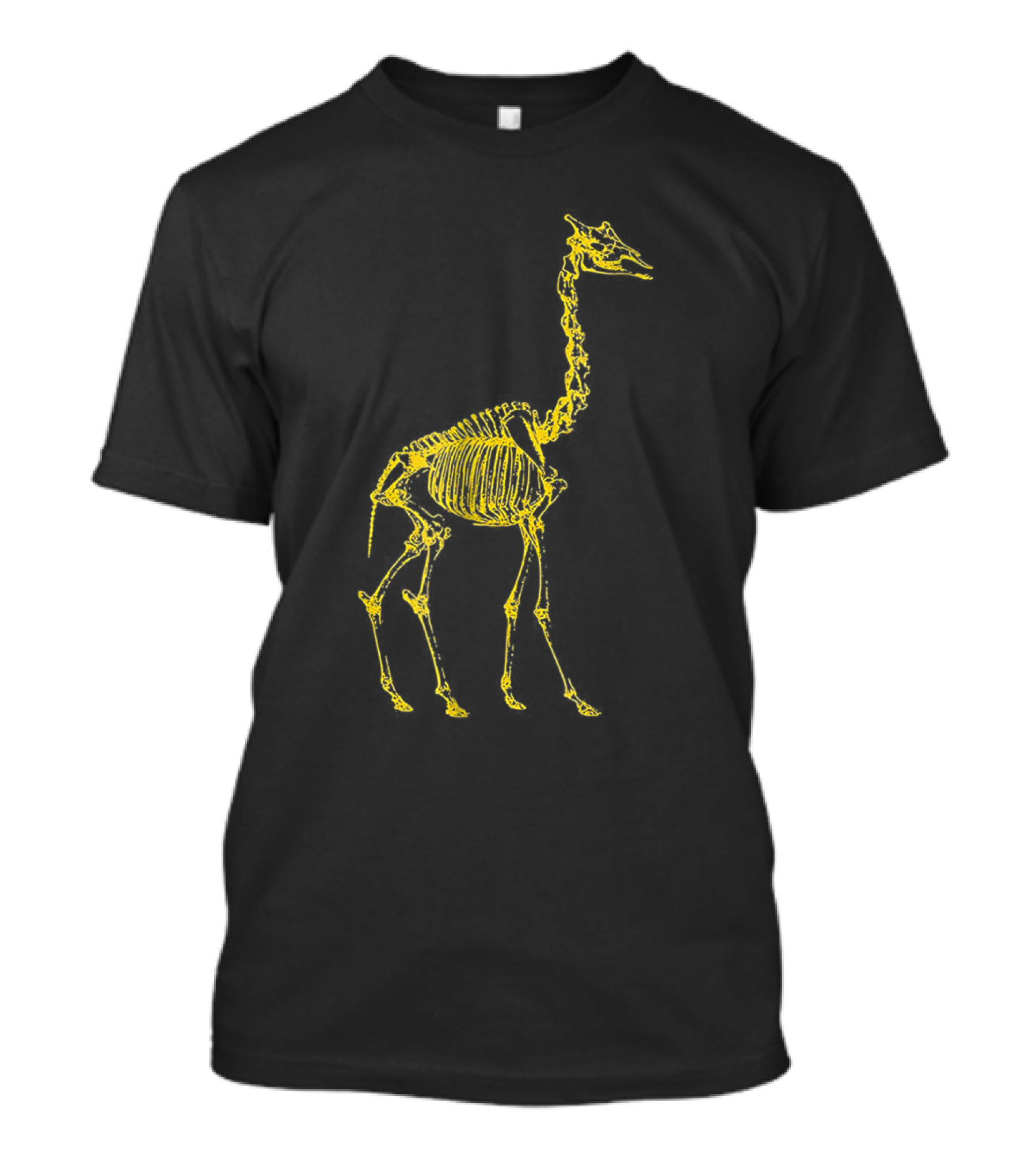 Giraffe Skeleton Skull Yellow Bone Structure T-Shirt