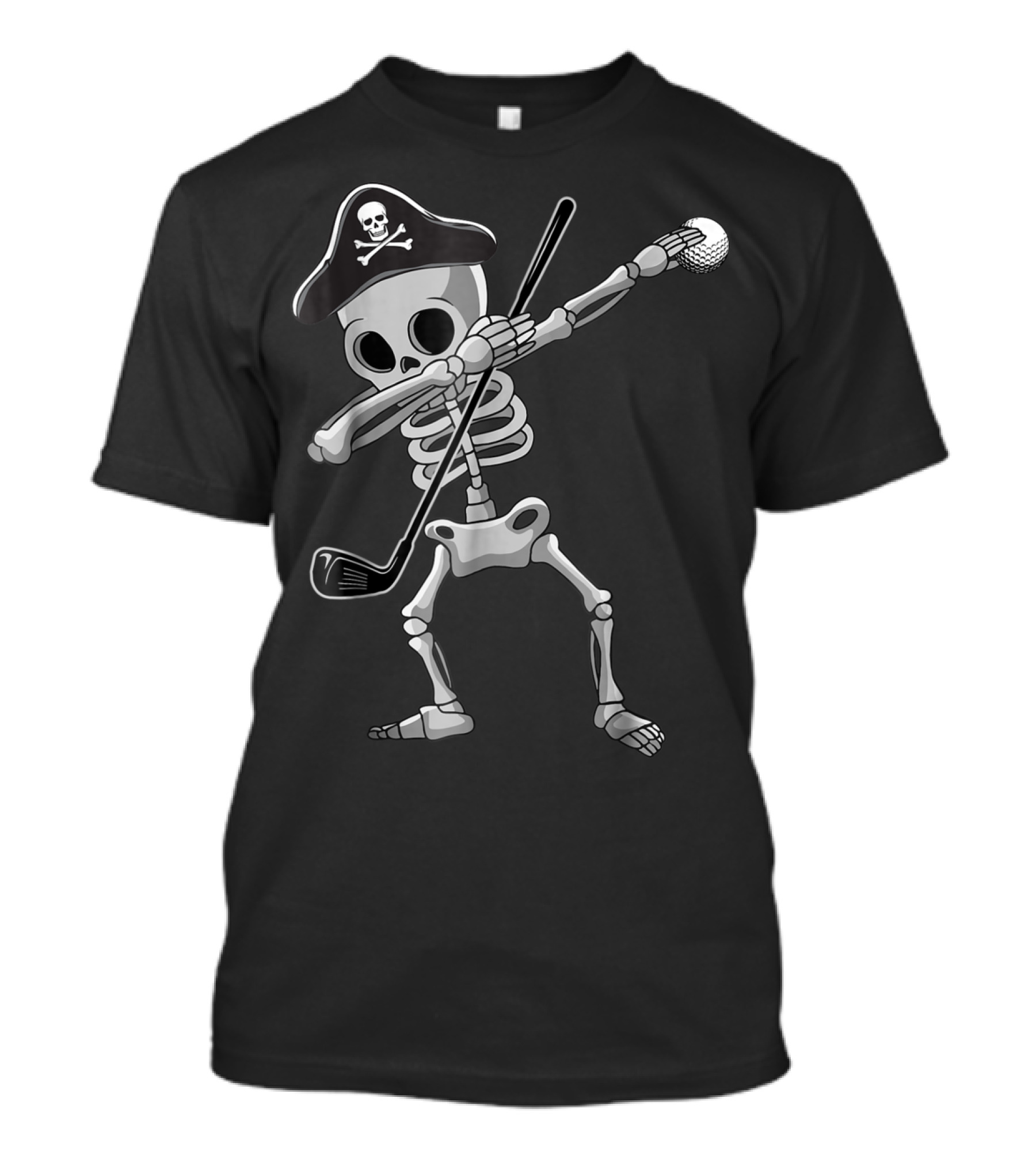 Halloween Golf Skeleton Dabbing Pirate Hat Golfer T-Shirt