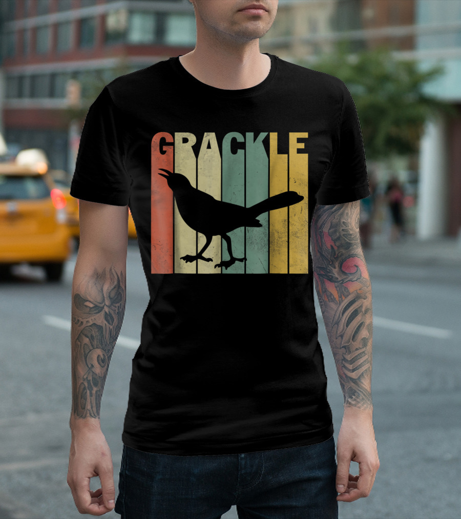 GRACKLE Vintage Silhouette Retro Stripes T-Shirt