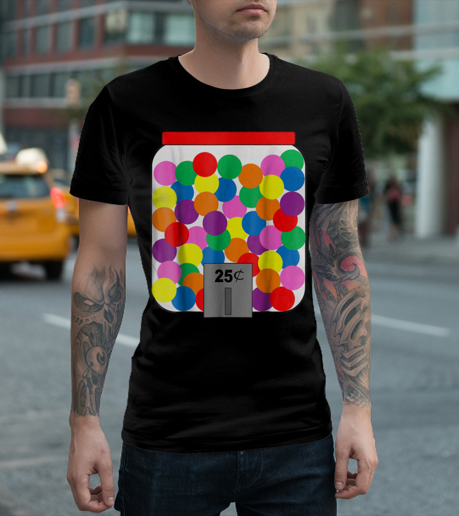 Gumball Machine Halloween Costume Easy 25 Cents Colorful Circles T-Shirt